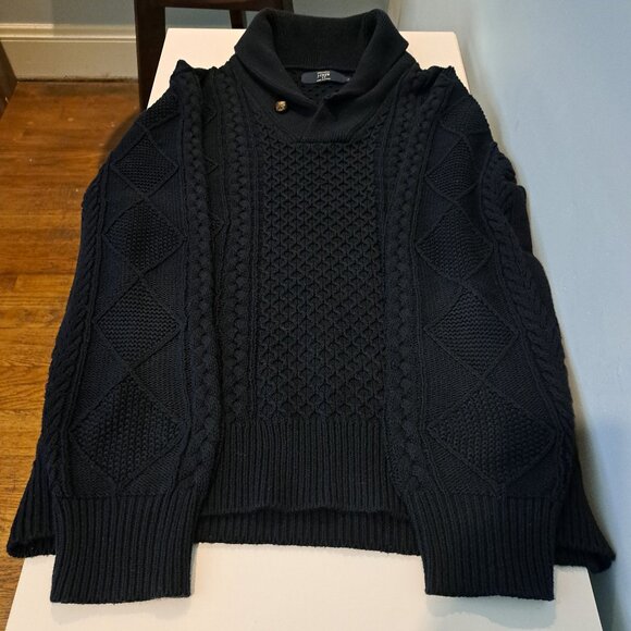 J. Crew Men's L 100% Cotton Cable Knit Cowl Neck Sweater Style 13528 - Picture 7 of 16